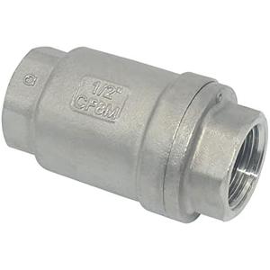 Dsmpipeft NPT Female WOG1000 Check Valve,Vertical Check Valve,NPT Spring Loaded in-line Low Cracking Pressure,Stainless Steel SS316 CF8M (1/2")