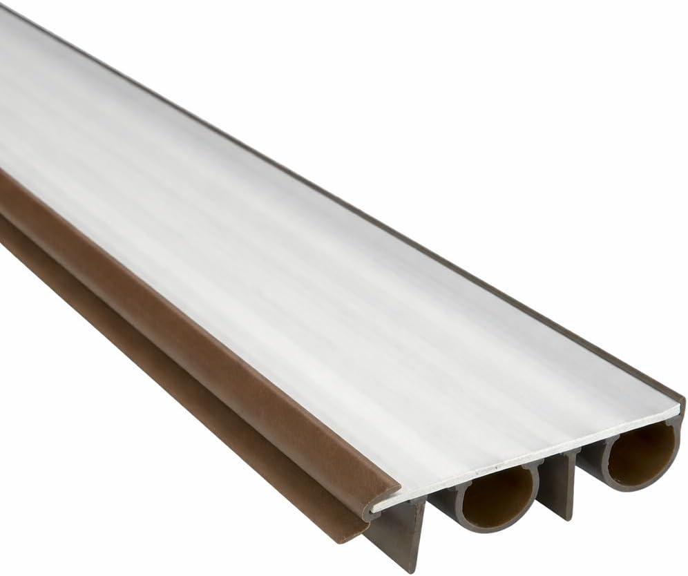 48 Inch Door Bottom Sweep for 2-1/4 Inch Wood Doors, Staple-On Exterior Door Bottom Weather Seal with Double Bubble and Drip Edge, Brown Front Door Sweep Avodah Hardware Made in USA