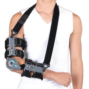 Komzer Hinged Elbow Brace, Adjustable Post OP ROM Elbow Brace with Sling Stabilizer Splint Arm Injury Recovery Support After Surgery (Right)