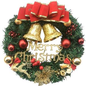 Christmas Wreath Merry Christmas Front Door Ornament Wall Artificial Pine Garland for Party Décor 13 Inches