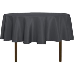 sancua Round Tablecloth - 70 Inch - Water Resistant Spill Proof Washable Polyester Table Cloth Decorative Fabric Table Cover for Dining Tables, Buffet Parties and Camping, Grey