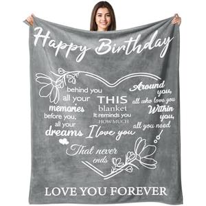Birthday Gifts for Men Women - Happy Birthday Decorations Blanket - Men Gifts for Birthday Unique - Man Birthday Gift Ideas for Him Dad Son Husband Brother Friendship - Soft Grey Blanket