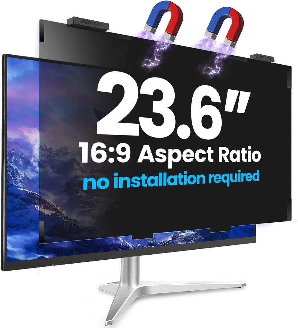 Magnetic 23.6 Inch Privacy Screen for Computer Monitor 16:9 Aspect Ratio, Hanging Removable Anti-Blue/Glare Protector Film, Anti Spy Desktop Security Private Filter 23.6in