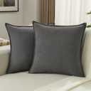 FUTEI Pack of 2 Solid Chenille Throw Pillow Covers 18x18 Inch Soft Edge Decorative Cushion Cases Farmhouse Accent for Couch Bed Living Room, Dark Grey