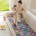 Cotton Sofa Cover, Non Slip Couch Cover for Dogs Washable for 3 Cushion Couch Sofa Pet Friendly (Blue, 27.6" x 59.1")