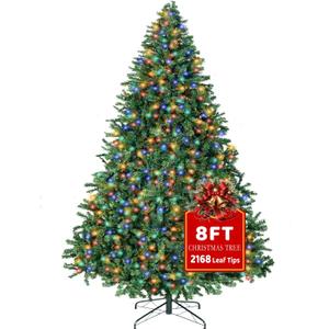 8FT Christmas Tree with Lights,Artificial Christmas Tree with 750 LED Lights and 2168 Branch Tips,Xmas Tree with Foldable Stand Perfect for Indoor&Outdoor,Christmas Decoration for Party by DNKMOR 8FT Christmas Tree with Lights,Artificial Christmas Tree with 750 LED Lights and 2168 Branch Tips,Xmas Tree with Foldable Stand Perfect for Indoor&Outdoor,Christmas Decoration for Party by DNKMOR