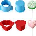 2 x Circle and Heart Cake Pop Cutter and Pusher, 3D Printed Cake Pop Molds Shapes Press Set, Baking Tools for Home Baking, Birthday Parties, Wedding Desserts