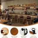Wall Mounted Wine Rack with LED Light, LED Industrial Pipe Wine Shelf, 2-Tier Hanging Bottle Rack, Bar Storage Shelf for Bottles (Walnut Brown, 48"), S2T48-LED