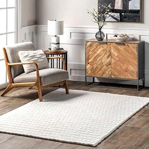 nuLOOM 3'9" x 6' Cozy Plush SuperiorWash Area Rug, Machine Washable, Non-Slip, Soft Fluffy Shag Carpet for Living Room Bedroom Kids Room Nursery Home Decor, Nia White