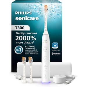 Philips Sonicare 7300 Series Electric Toothbrush - Next-Generation Sonicare Technology, Pressure Sensor, 12 Brushing Settings, SmarTimer, BrushPacer, 21-Day Runtime, Travel Case, White, HX7420/07