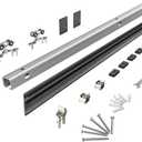 JUBEST 8FT Barn Door Sliding Hardware Track Kit, Aluminium Alloy Box Rail Hardware for Classic Modern Interior Single Wooden Door,Low Clearance,Black