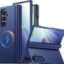 CENMASO Magnetic for Samsung Galaxy Z Fold 7 Case with Stand, Fit for Magsafe, Hinge Protection, Screen Protector, Built-in Hidden Kickstand, Slim Shockproof Phone Case for Galaxy Z Fold 7-Blue