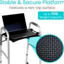 Vive Walker Tray for Folding Walker - (w/Cup Holder) - Adult Mobility Accessories - Fits Standard Walkers - Medical Table for Seniors Non Slip Mat for Food - Removable & Easy Assembly (Black)