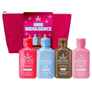 Hempz Mini Indulgence Kit, 4 Pack Travel Size Body Moisturizer, Limited Edition Beauty Actives, 2.25 oz each