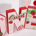 Strawberry 1st Birthday One Letter Sign - Wood One Letter Table Centerpiece for Strawberry 1st Birthday, Sweet One Birthday Party Decorations, Berry Sweet First Birthday Decor