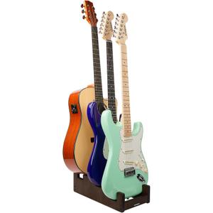 STRICH Wooden Guitar Stand for Multiple Guitars, 3-Holder, Front Display Space-Saving Floor Guitar Rack for Home, Studio, Stage, Walnut Color, L-2E1AW (For 2 Electric+1 Acoustic)