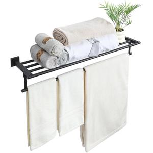 Alise 32 Inch Towel Racks for Bathroom Wall Mounted,Bathroom Towel Rack with Tower Bar,Double Towel Racks for Bathroom,SUS304 Stainless Steel Bathroom Towel Holder Matte Black