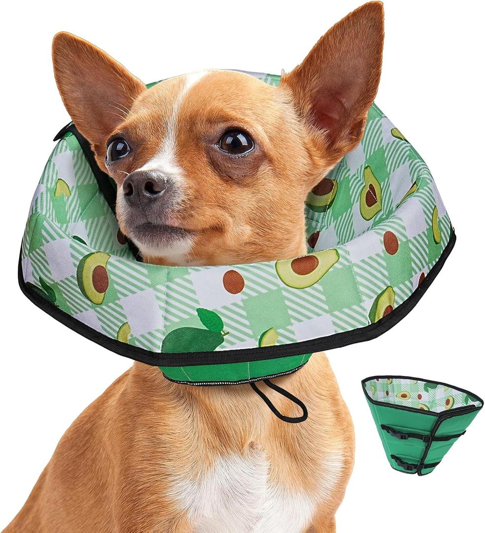 Soft Dog Cone Collar After Surgery: Foldable Long Comfortable Comfy Fabric Recovery Shame Elizabethan Stop Licking Small Medium Large Dogs (Green, S) (S(Neck:8.66"-10.83"))