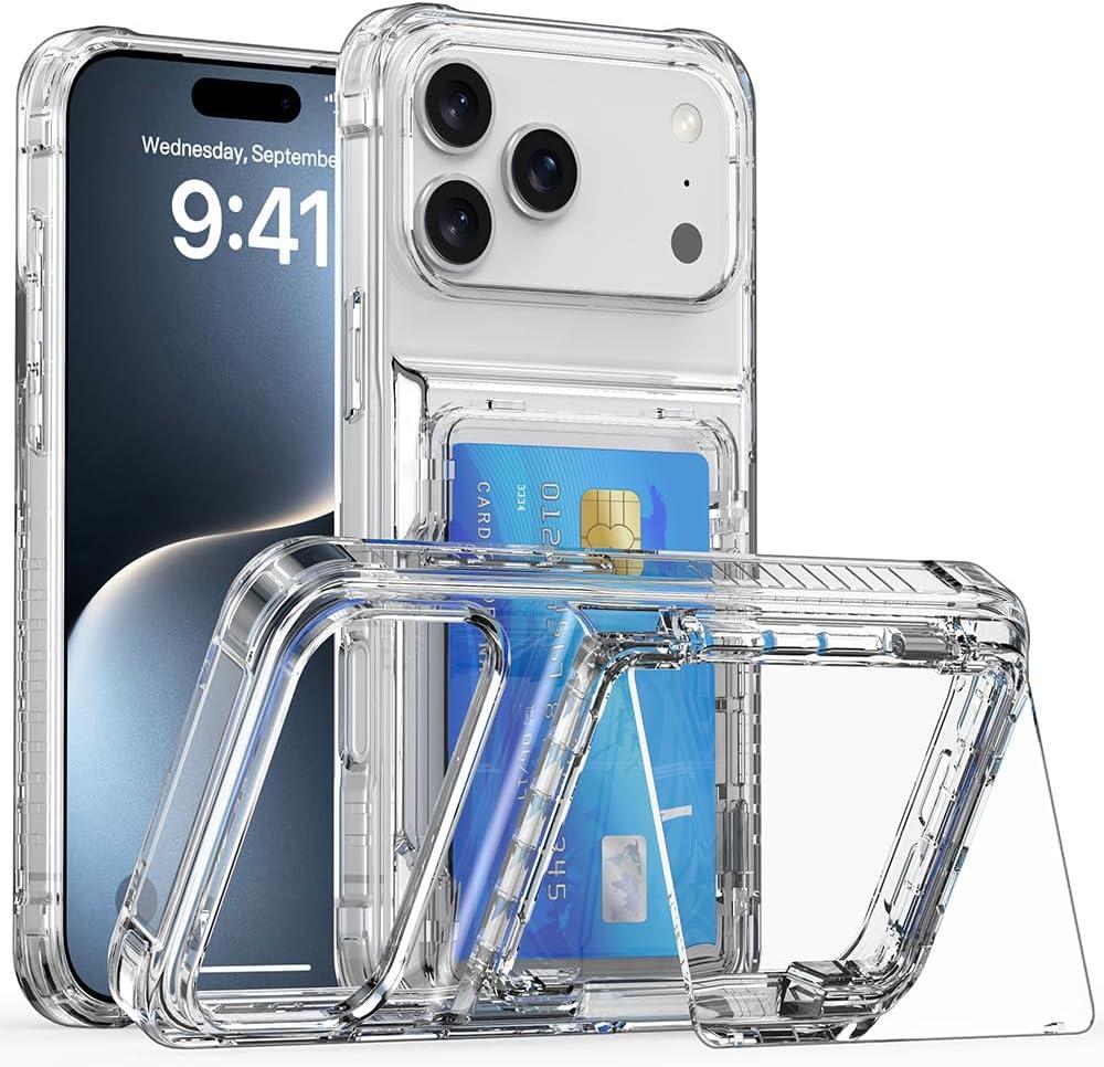 for iPhone 17 Pro Max Wallet - Style Protective Case with Card Holder (Holds 5 Cards) - Clear