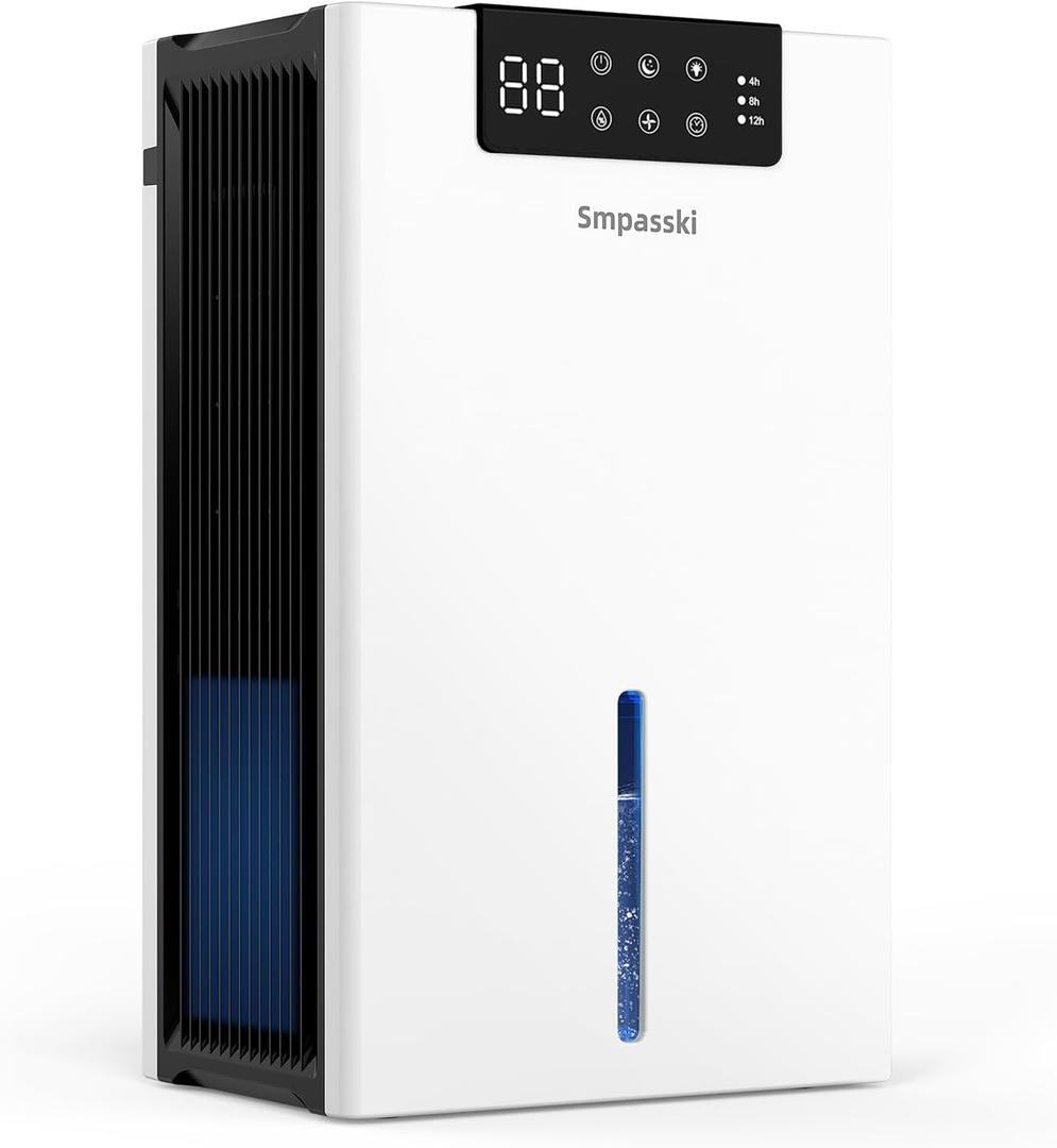 Dehumidifier, Dehumidifiers for Home(1000sq.ft), 98 OZ Water Tank Dehumidifier Washable Air Filter, Quiet Dehumidifiers for Basement with Drain Hose, Auto Shut Off, 4/ 8/ 12 Timer Setting, White