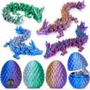 TBOLINE 4PCS 3D Printed Dragon Egg, Christmas Stocking Stuffers for Kids, Articulated Crystal Animals Fidget Toy
