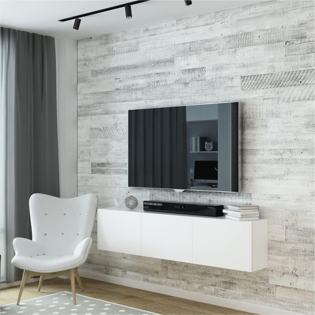 White Reclaimed Barnwood Planks Weathered Distressed Antique Tile Slat Boards for Paneling Wood Wall Wooden Backdrop Rustic Farmhouse Decor Backsplash DIY Crafts 47" Length (12, Width 5 in)