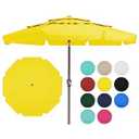 JEAREY 3 Tiers 9 FT Patio Umbrellas Outdoor Table Umbrella with Push Button Market Umbrella 8 Sturdy Ribs UV Protection Waterproof for Garden,Yellow