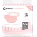 SUNKISS Masterpiece Adult Diapers with Tabs, Unisex Disposable Incontinence Briefs for Women and Men, Odor Control, Pink, Small/Medium, Previously,10 Count