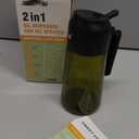 Olive Oil Dispenser and Oil Sprayer 16oz/470ml Glass Light-Proof Oil Pourer for Kitchen, Air Fryer, Cooking, Salad, and BBQ (Black/0Green