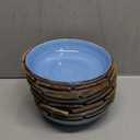 vancasso Bonita Pasta Bowls Set of 6, 38 oz Shallow Bowls, Ceramic Pasta Plates and Salad Bowls, Microwave & Dishwasher Safe Serving Bowls, Blue (Cool Color)