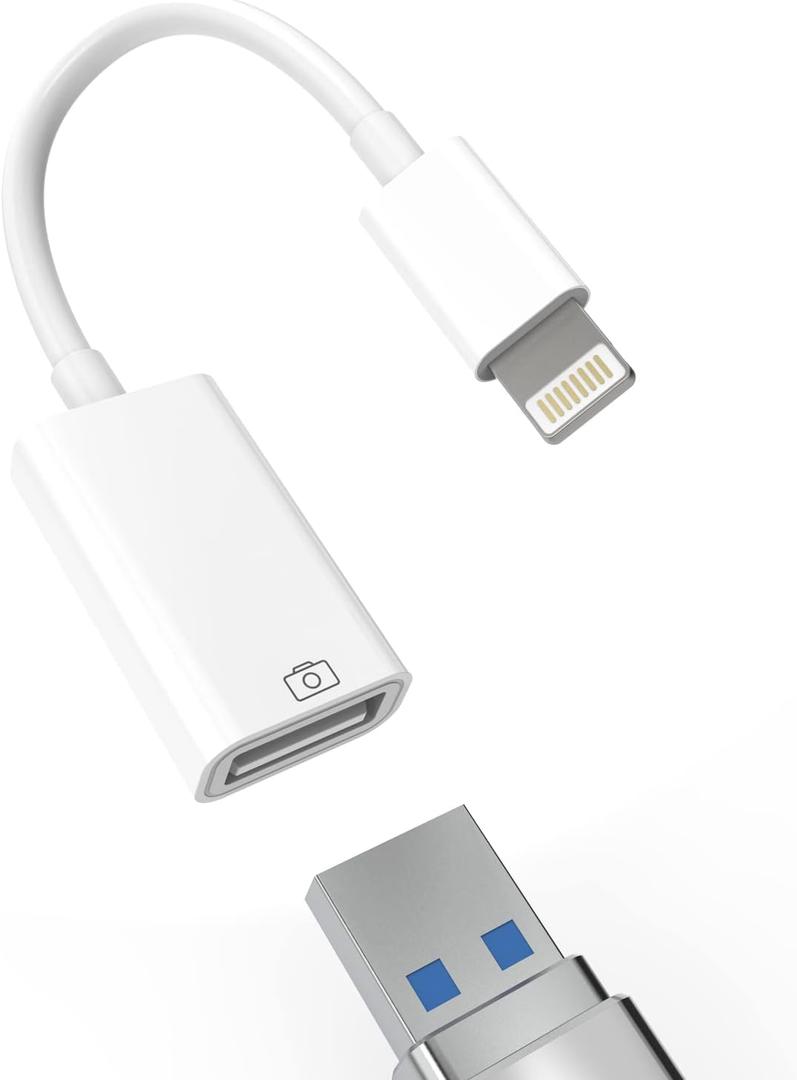 Lightning Male to USB Female Adapter OTG Data Sync Cable Compatible with Iphone13 11 12pro Max Mini XR X XS 8 7 SE Plus for Ipad Air, Camera, 3.0 Mouse, Keyboard, Hub, Midi Port Adaptador Connector