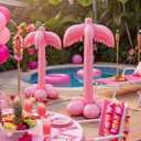 2 Pack Giant Inflatable Pink Palm Trees 51 Inches Large Hot Pink Blow up Coconut Tree for Pool Hawaiian Luau Summer Beach Tropical Theme Grad Birthday Baby Shower Party Outdoor Decorations