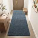 HQAYW 2x6 Soft Runner Rug for Hallways, Thickened Memory Foam Small Throw Bedside Rugs for Bedroom Living Room, Low Pile Washable Non Slip Carpet for Teens Kids Nursery Dorm Decor, Navy Blue