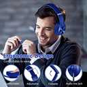 9S Wireless Over-Ear Bluetooth Headphones, 60 Hours Playtime, Hi-Fi Stereo, 6 EQ Modes, Built-in Microphone, Foldable Design, Blue (Regular)