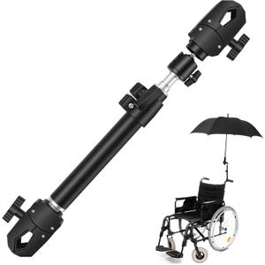 Wheelchair Umbrella Mount Holder, Umbrella Clamp for Wheelchairs, Adjustable Height & Angle, Easy Tool-Free Installation, Outdoor Sun & Rain Protection for Wheelchairs, StrollersOnly Mount