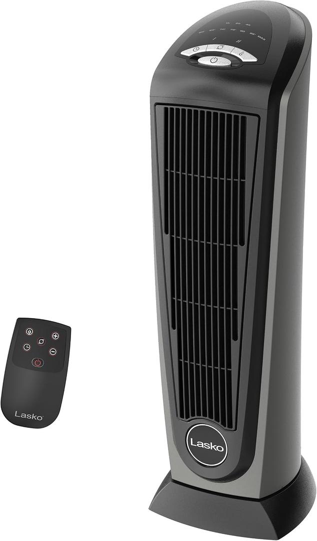 Lasko 1500W Ceramic Tower Space Heater with Remote, Thermostat, Timer & Widespread Oscillation, Portable Electric Heater for Indoor Use, Bedroom & Living Room, 751320
