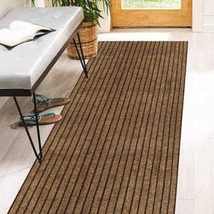2' x 6' Runner Rugs with Rubber Backing, Indoor Outdoor Utility Carpet Runner Rugs, Stripe Brown, Can Be Used as Aisle for The RV and Boat, Laundry Room and Balcony
