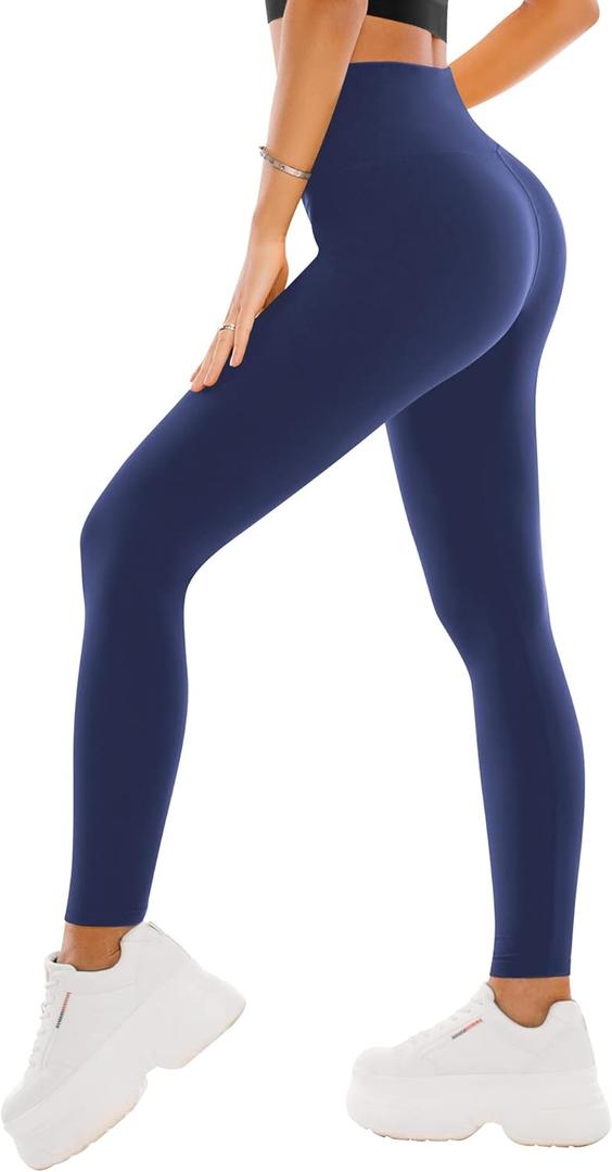 SINOPHANT High Waisted Leggings for Women - Full Length Capri Buttery Soft Yoga Pants for Workout Athletic(Full Navy, S-M)