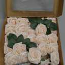 Ling's Moment Artificial Flowers Glowing Blush Pink Flowers Foam 25pcs Glitter Roses Real Looking Fake Roses w/ Stem for DIY Wedding Bouquets Centerpieces Bridal Shower Party Home Decorations