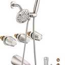 5" Dual Shower Faucet Combo& Bathtub 3 Handle Knob Replacement for Price Pfister Verve Remodel/Rebuild Trim Kit, Brushed Nickel