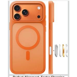 TORRAS Stronger Magnetic & Shockproof for iPhone 17 Pro Max Case, Fit for MagSafe, Military Grade Drop Protection, Camera Control, DIY Button, Slim for iPhone 17 Pro Max Case Translucent Orange