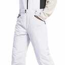 FREE SOLDIER Men's Insulated Waterproof Snow Bibs Ski Overalls (X-Large/30" Inseam, White)