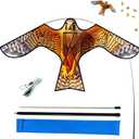 HENGDA KITE Bird Hawk Flying Kite with Pole Crops Farm Protector Bird Scarer Flying Kite with 4m Pole Yellow