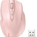TECKNET Wireless Mouse, 2.4G Ergonomic Optical Mouse, Computer Mouse for Laptop, PC, Computer, Chromebook, Notebook, 6 Buttons, 24 Months Battery Life, 2600 DPI, 5 Adjustment Levels - Pink
