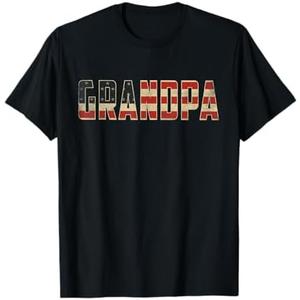 Grandpa Bold Patriotic American Flag Father’s Day Grandpa T-Shirt 2 XL