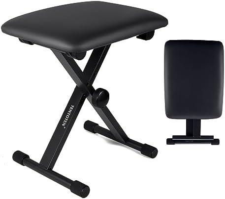 TENTOTEN Piano Bench Piano Stool, Keyboard Bench Easy to Assemble, Comfortable Piano Seat Adjustable Piano Bench Portable Keyboard Stool, Black