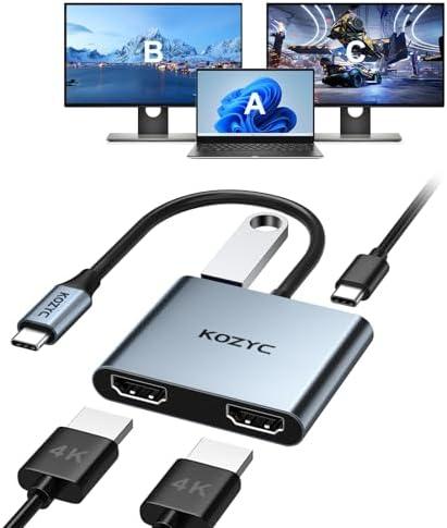 Amazon.com: USB C to Dual HDMI Adapter 4K@30Hz, KOZYC USB C Hub Multiport Adapter with 2xHDMI, USB 3.0, 100W PD, Support USB C to HDMI Splitter Extended Display for MacBook Pro (MST is not Supported on MacOS) : Electronics