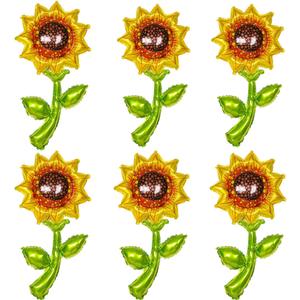 6Pcs Sunflower Balloon,34Inch Yellow Sunshine Balloons For Floral Sunflower Sunshine Birthday Baby Shower Wedding Party Decorations