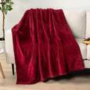 PAVILIA Super Soft Fleece Throw Blanket Burgundy Wine Red, Luxury Fuzzy Plush Flannel Throw, Warm Cozy Ribbed Microfiber Blanket for Sofa Couch Bed, Lightweight Striped Blanket, Wine, 50x60