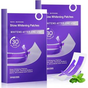 2PCS Purple Teeth Whitening Strips, Enamel Safe for Sensitive Tooth, Coffee & Smoking Deep Stain Power Removal, Residue-Free Non-Slip, Professional Treatments(14Pairs)